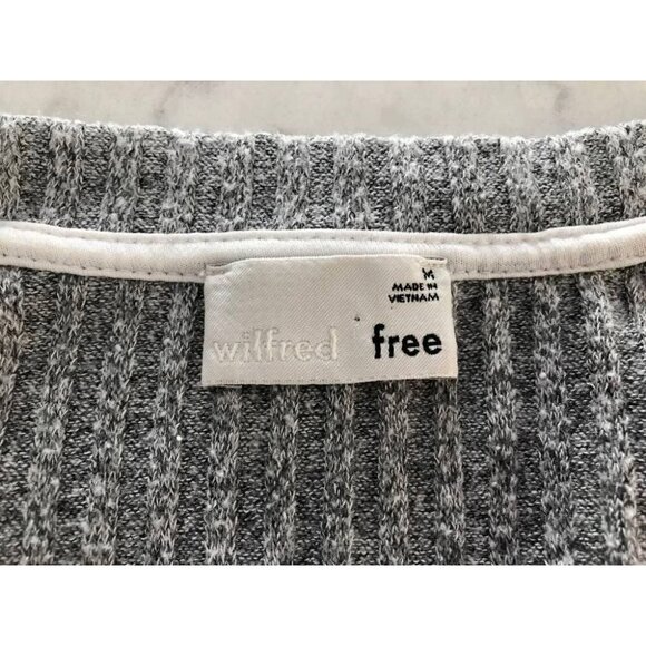 WILFRED FREE Raglan Sleeve Ribbed Tunic Sweater Dress Size Medium Gray V-Neck - Picture 6 of 8